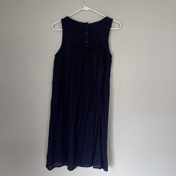 Sonoma Women's Embroidered Floral Casual‎ Short Dress Small Navy Sleeveless - Picture 2 of 7